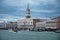 Venice, Italy - 30 May, 2019: View of Palazzo Ducale and Piazzetta San Marco from a vaporetto on the lagoon 