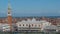 Venice, Italy. Amazing drone aerial landscape of the San Marco square, Riva degli Schiavoni and water basin