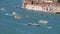 Venice, Italy. Amazing drone aerial landscape of the San Marco water basin with many boats