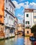 Venice, Italy. Antique stone bridge on the canal