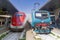 VENICE, ITALY-APRIL 22, 2017: Trenitalia high speed trains train trains at the Venice St. Lucia railway station