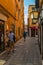 VENICE, ITALY - August 02, 2019: Narrow pedestrian streets of Venice bitween the channels. Some quiet places almost without people