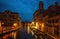 VENICE, ITALY - AUGUST 21, 2016: Famous architectural monuments, ancient streets and facades of old medieval buildings at night