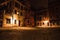 VENICE, ITALY - AUGUST 21, 2016: Famous architectural monuments, ancient streets and facades of old medieval buildings at night