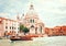 Venice, Italy. Boat Grand Canal with Basilica Di Santa Maria dela Salute.