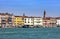 Venice. Italy. Bright ancient houses lengthways Canal Grande