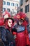 Venice, Italy - February 10, 2018: People in masks and costumes at the Venice Carnival