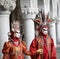 Venice, Italy - February 5, 2018: woman and man with fantastic r