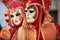 VENICE, ITALY - FEBRUARY 8: Unidentified people in Venetian mask