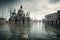 Venice, Italy, flooded - conceptual photography, global warming concept. Generative AI