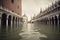 Venice, Italy, flooded - conceptual photography, global warming concept. Generative AI