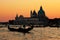 Venice, Italy. Gondola on Grand Canal at sunset