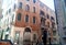 Venice, Italy. A gondolier floats on his gondola along the canal.