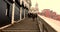 VENICE, ITALY - January 2014: people and pigeons on Rialto Bridge