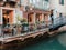 Venice, Italy, A lonely tourist on the terrace of a restaurant on a canal