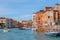 Venice, Italy - March 27, 2019: Beautiful vivid view of the Grand Canal in Venice with Accademia Bridge