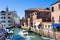 VENICE, ITALY - MARCH 28,2015: Venician cityscape with canal, bridge and houses, Italy