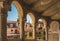 Venice, Italy. - March 28, 2019: View from the venitian spiral staircase  of the palace of Contarini del Bovolo