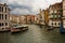 Venice Italy. May 15, 2018. View of the canals of Venice transited by boats. Numerous typical Renaissance buildings. Horizontal