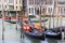 VENICE, ITALY - MAY, 2017: Gondola service tourist people travel around Venice in Italy