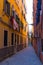 Venice Italy morning sunny street with laundry washed clothes hanging out to dry on ropes
