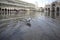 Venice, Italy - November 27, 2018: High water on St. Mark`s Square in Venice. St. Marks Square Piazza San Marco during flood