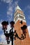 Venice Italy- Pigeons Lampost Campanile