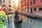 Venice, Italy. Scenic canal with gondola in Venice
