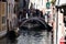 VENICE, ITALY - Sep 23, 2016: typical venetian canal and a bridge crowded with tourists