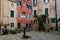 Venice Italy - September 19, 2020: Typical neighborhood at heart of Venice with colored buildings