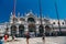 Venice, Italy - September, 9 2018: Basilica di San Marco, St Mark`s Basilica with a huge line of people down at St. Mark