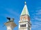 Venice, Italy, St. Mark`s Square Piazza San Marco detail of Bell Tower of Saint Mark