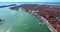 Venice in Italy tilt upward aerial view including St Marks Square, HDR, HFR