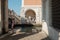 Venice, Italy, Tourists taking selfies under the gallery Doge Palace