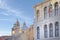 Venice, italy: traditional venice buildings. Italian flag