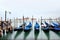 Venice, Italy - view of gondolas and lagoon in Venezia
