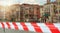 Venice, Italy with warning tape. Closed historical european sightseeing