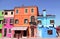 Venice landmark, Burano island canal, colorful houses, Italy