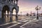 Venice landmark at dawn, Piazza San Marco, Doge Palace and San G
