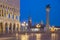 Venice night city view of Square Piazza San Marco, Doge`s Palace