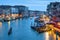 Venice at night, Italy. Scenery of the Grand Canal in evening