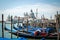 Venice panorama: canal, boats and old brick houses in Venice, Italy, Europe