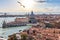 Venice panorama, Santa Maria della Salute from the Campanile, Italy