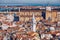 Venice panoramic aerial view with red roofs, Veneto, Italy. Aerial view of the Venice city, Italy. Venice is a popular tourist de