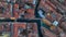 Venice panoramic cityscape landmark at sunset or night, aerial view of Piazza San Marco