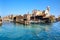 Venice, panoramic image of empty Squero di San Trovaso boatyard in Venice. Landmark boat yard building traditional