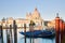 Venice, Saint Mary of Health basilica and Grand Canal with gondolas