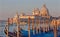 Venice - Santa Maria della Salute church and gondolas in morning