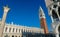 Venice - Scenic view of statue of Lion of Venice, Statue of Saint Teodoro of Amaseat