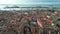 Venice sunrise, aerial view of Saint Stephen Bell Tower and Campo Sant'Angelo